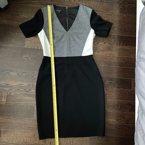 Judith and Charles wool blend Gray/Black/Cream dress-Size 10 - Picture 8 of 12